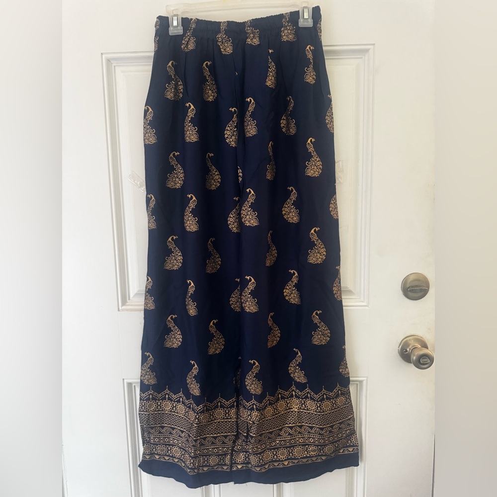Elegant Navy and Gold Indian Pantalones